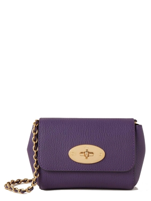 Mulberry Mini Lily Amethyst High Shine Goat Print Leather